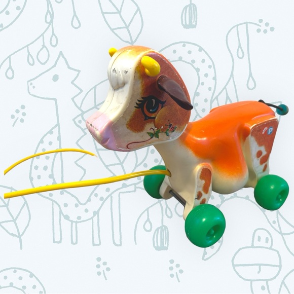 Fisher-Price Other - Vintage Fisher Price 1972 Vintage Molly Moo Cow Pull Toy, fisher price cow toy